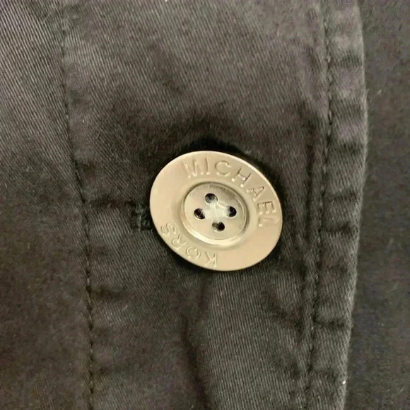 Michael Kors Women's Utility Jacket 6 Button Black Pockets Sleeve Buckle Size L - Picture 7 of 14